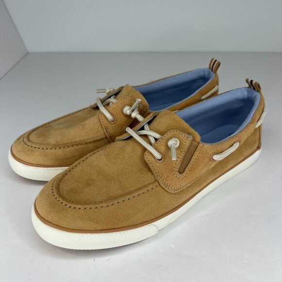 Cat & Jack Mens Brown Solid Faux Suede Almond Toe Low Top Size 5 Boat Shoes - Picture 1 of 9